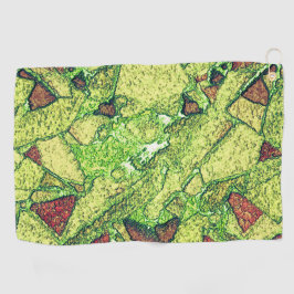 緑淡い色の黄絵を描火山岩スケッチ ゴルフタオル