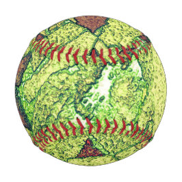 緑淡い色の黄絵を描火山岩スケッチ 野球ボール