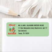 緑淡い色のFeliz Navidad Chili編集可能アドレス ラベル (インサイチュ)