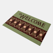 緑濃い茶色と桃 ドアマット (アングル)