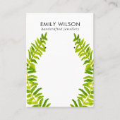緑熱帯シダ動物相イヤリングスタッドディスプレイバス 名刺 (正面)