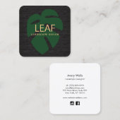 緑熱帯リーフ木風景画デザイナー スクエア名刺 (正面/裏面)