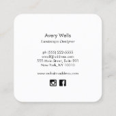 緑熱帯リーフ木風景画デザイナー スクエア名刺 (裏面)