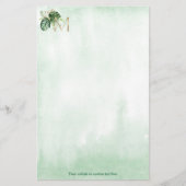 緑熱帯リーフ金ゴールドモノグラム文字M 便箋 (正面)