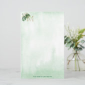 緑熱帯リーフ金ゴールドモノグラム文字M 便箋 (スタンド正面)