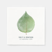 緑独身ののユーカリの葉の名前の日結婚付 スタンダードカクテルナプキン (正面)