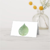 緑独身ののユーカリの葉の名前の日結婚付 プレイスカード (裏面)