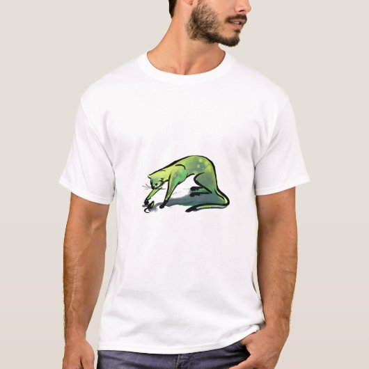 緑猫及びマウス Tシャツ (正面)