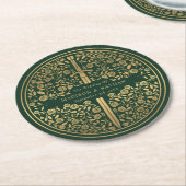 緑王室の中世結婚刀 ラウンドペーパーコースター (アングル)