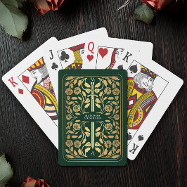 緑王室の中世金ゴールド剣モノグラム トランプ