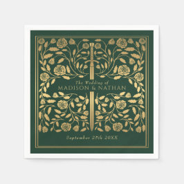 緑王室の中世金ゴールド結婚剣 スタンダードカクテルナプキン