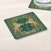 緑王室の獅子中世結婚剣 スクエアペーパーコースター (アングル)