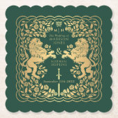 緑王室の獅子中世結婚剣 ペーパーコースター (正面)