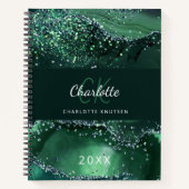 緑瑪瑙大理石イニシャル名 ノートブック (正面)