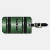 緑男らしのメモダンフェイクタルストライプ ラゲッジタグ (正面横)