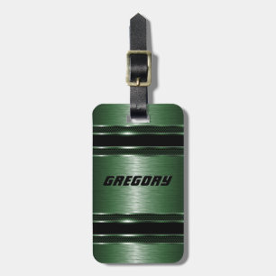 緑男らしのメモダンフェイクタルストライプ ラゲッジタグ