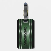 緑男らしのメモダンフェイクタルストライプ ラゲッジタグ (裏面縦)
