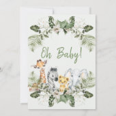 緑男女兼用のサファリベイビーシャワー 招待状 (裏面)