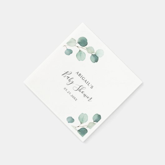 緑男女兼用のユーカリ赤ちゃんシャワー スタンダードカクテルナプキン (角)