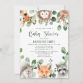 緑男女兼用の森の男の子の赤ちゃんシャワー 招待状 (正面)