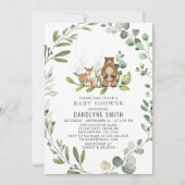 緑男女兼用の森の赤ちゃんシャワー 招待状 (正面)