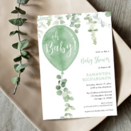 緑男女兼用気球の緑オベビー 招待状