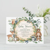 緑男女兼用男の子の森の赤ちゃんシャワー 招待状 (スタンド正面)