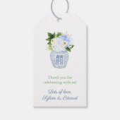 緑男女兼用白ブルーフローラベビーシャワー ギフトタグ (正面)