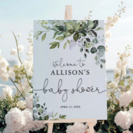 緑男女兼用色の赤ちゃんシャワー歓迎サイン ポスター