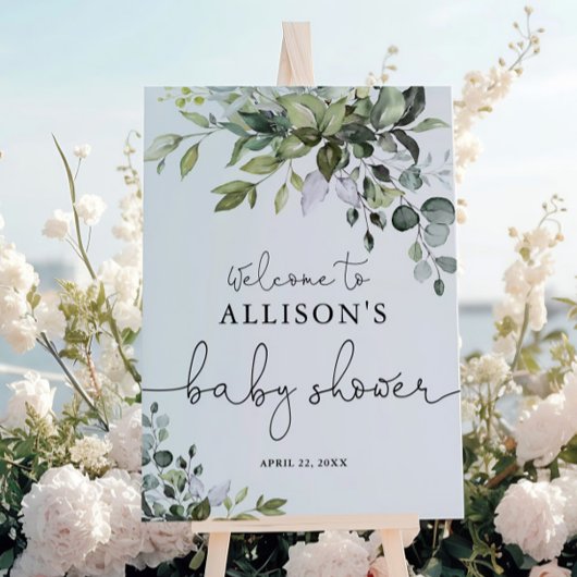 緑男女兼用色の赤ちゃんシャワー歓迎サイン ポスター