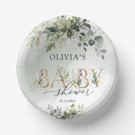 緑男女兼用色の金ゴールド文字ベビーシャワー ペーパーボウル