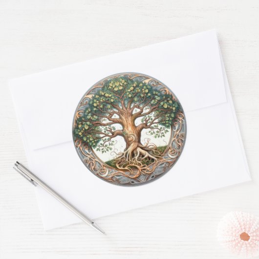 緑異教のの木 ラウンドシール (封筒)