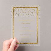 緑白エレガント金ゴールド紙吹雪卒業 アクリル招待状 (インサイチュ (ポータブル))