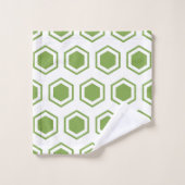 緑白六角パターン バスタオルセット (ウォッシュタオル)