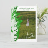 緑白大理石の卒業発表カード 招待状 (スタンド正面)