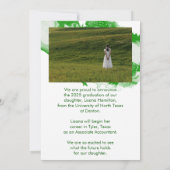 緑白大理石の卒業発表カード 招待状 (裏面)