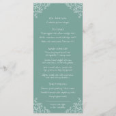 緑白植物葉スケッチモノグラム結婚ス メニュー (裏面)