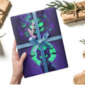 緑白熱［赤熱］光を放つのアイズブラックキャット ラッピングペーパー