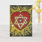 緑白熱［赤熱］光を放つのダビデのモシアックハート星 カード (黄色い花)