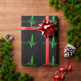 緑白熱［赤熱］光を放つ心拍脈抽象芸術 ラッピングペーパー
