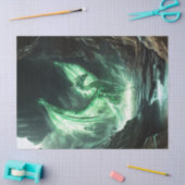 緑白熱［赤熱］光を放つ竜の神話的な生き物の切り離し 薄葉紙 (クラフト)