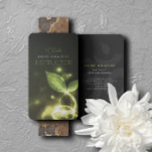 緑白熱［赤熱］光を放つ葉とOMシンボルヨガインストラクター 名刺