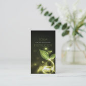 緑白熱［赤熱］光を放つ葉とOMシンボルヨガインストラクター 名刺 (スタンド正面)