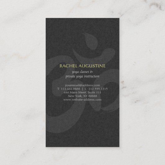 緑白熱［赤熱］光を放つ葉とOMシンボルヨガインストラクター 名刺 (裏面)