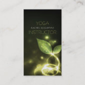 緑白熱［赤熱］光を放つ葉とOMシンボルヨガインストラクター 名刺 (正面)