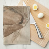 緑目茶タオルつき猫 キッチンタオル (四つ折り)