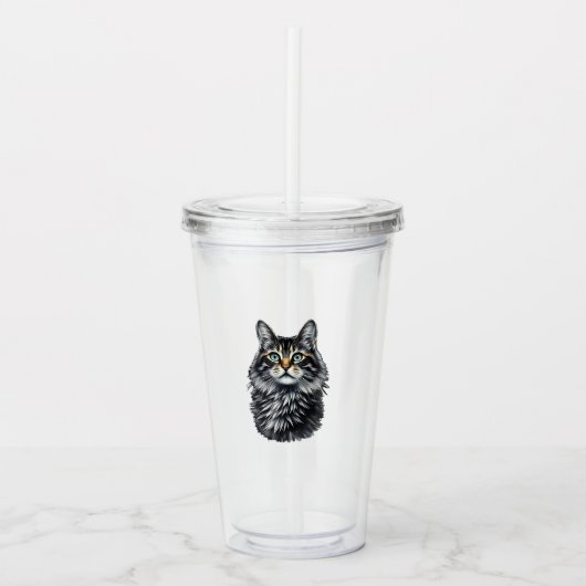 緑眼の猫 アクリルタンブラー (正面)