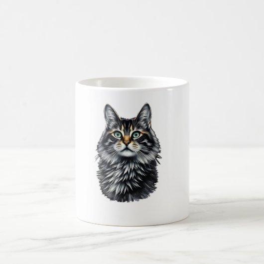 緑眼の猫 コーヒーマグカップ (中央)