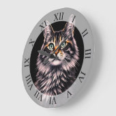 緑眼の猫 ラージ壁時計 (傾斜)