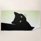 緑眼の黒猫 ビーチタオル (正面)